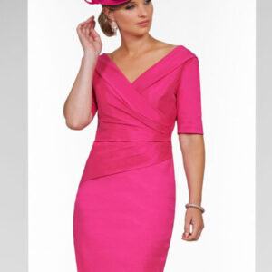 Ispirato ISJ821 Dress with crossover neckline in Fuchsia pink