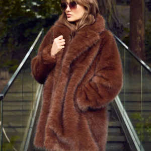 Frank Lyman 253836 Brown Faux Fur Coat