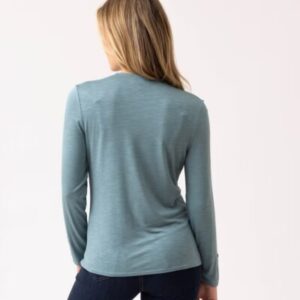 Marble 6400 Duck Egg Polo Top with Ruched Sleeve