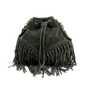Suede Forest Green Tassle Shoulder Bag