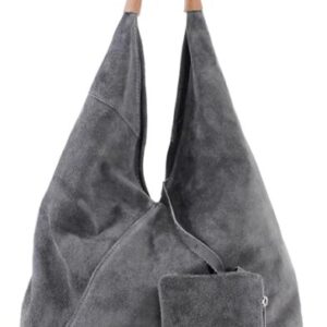 Suede Slouch Bag with Coin Purse