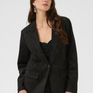 Cream Black Suede Look Blazer