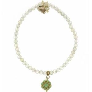 Rosie Fox Prehnite Gemstone Gold Pansy Bracelet