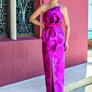 Sonia Peña Couture 1261009 Cerise Floral Long Dress