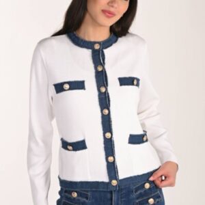 Frank Lyman 266536 White Denim Cardi