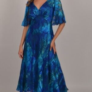 Allison Fashion Silk Print V Neckline Dress