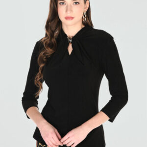 Frank Lyman 263042 Black Top with Gold  Brooch