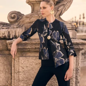Frank Lyman 269240 Blue Black and Gold Asymmetric Jacket
