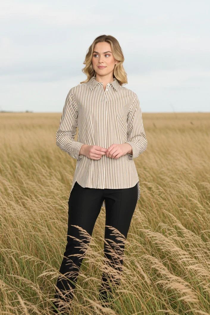 Foil PushUpShirt TaupeWideStripe9
