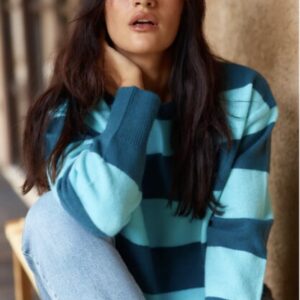 Betty Basics Turquoise Blue & Teal Striped Jumper