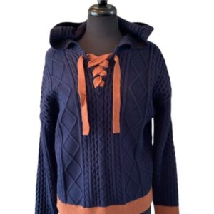 Coco Y Club Striped Tobacco and Navy Hooded Jumper