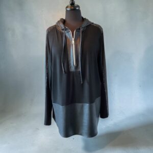 Orly Black Panel Hooded Top with Diamante