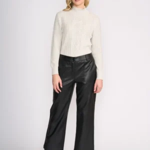 Foil Faux Real Look Black Leather Trousers